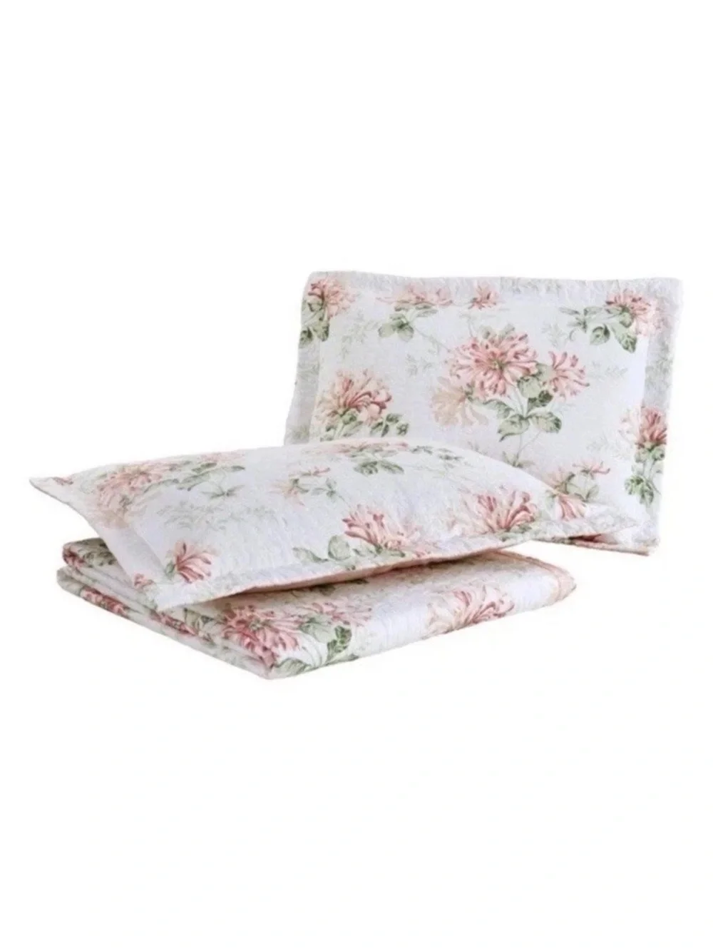 Laura Ashley FULL/QUEEN Honeysuckle Pink Floral Reversible Quilt Set Floral 3PC
